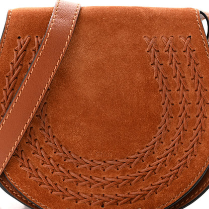 Chloe Suede Calfskin Braided Mini Marcie Round Crossbody Bag Caramel 8 of 10