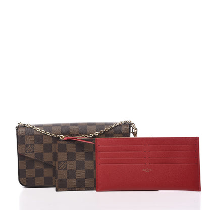 Louis Vuitton Damier Ebene Pochette Felicie Chain Wallet 2 of 12