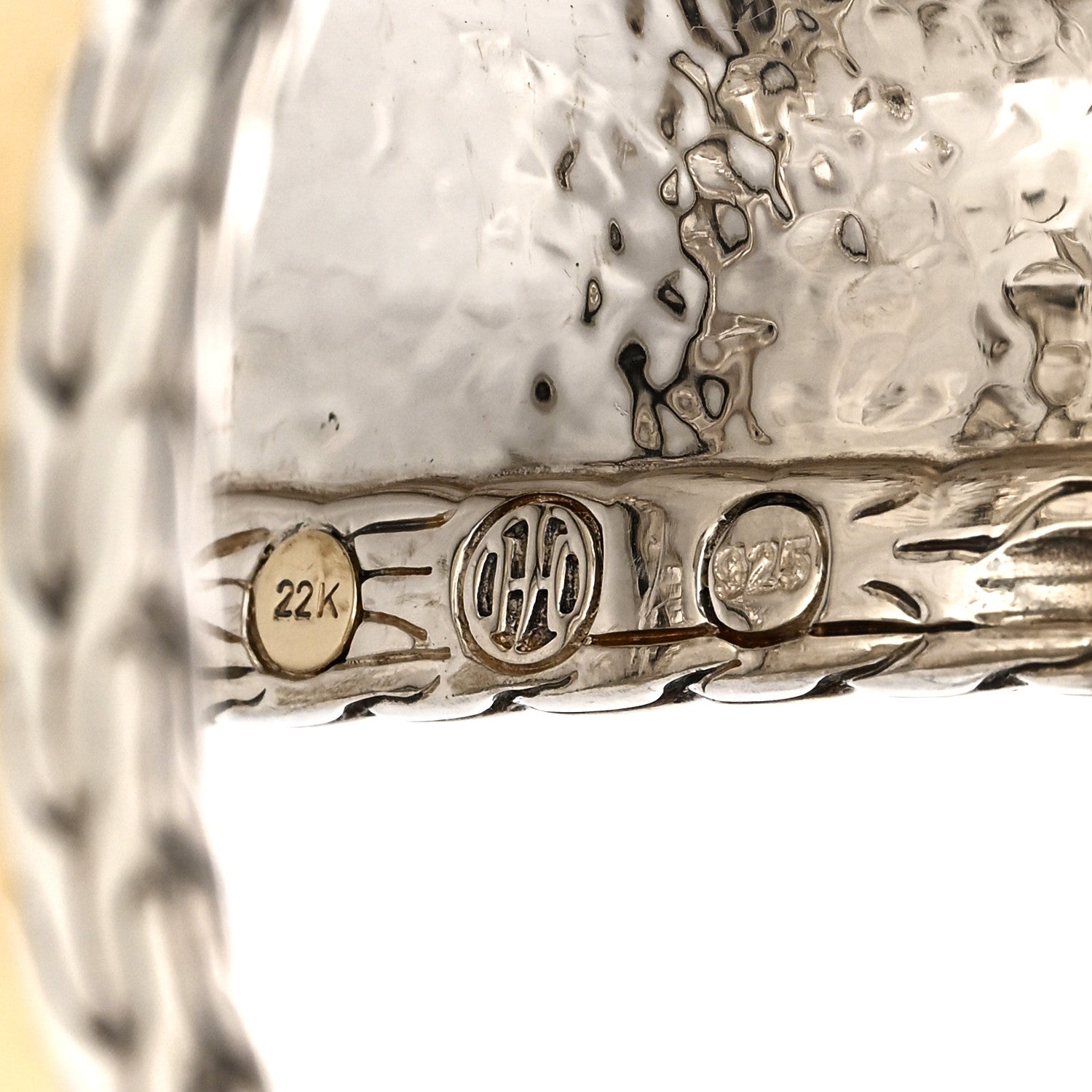 John Hardy Sterling Silver 22K Yellow Gold Classic Chain Palu Wide Cuff Bracelet 3 of 3