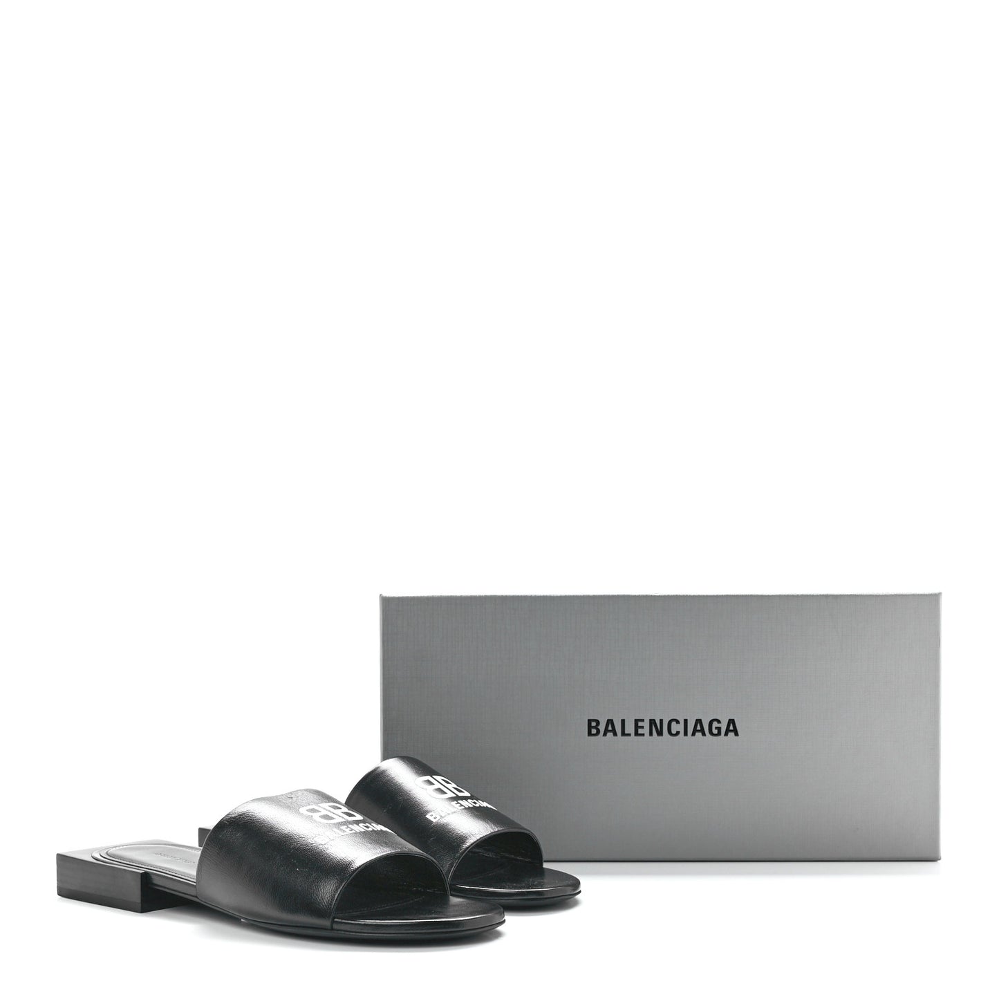 Nappa Soft Box Flat Sandals 36.5 Black White
