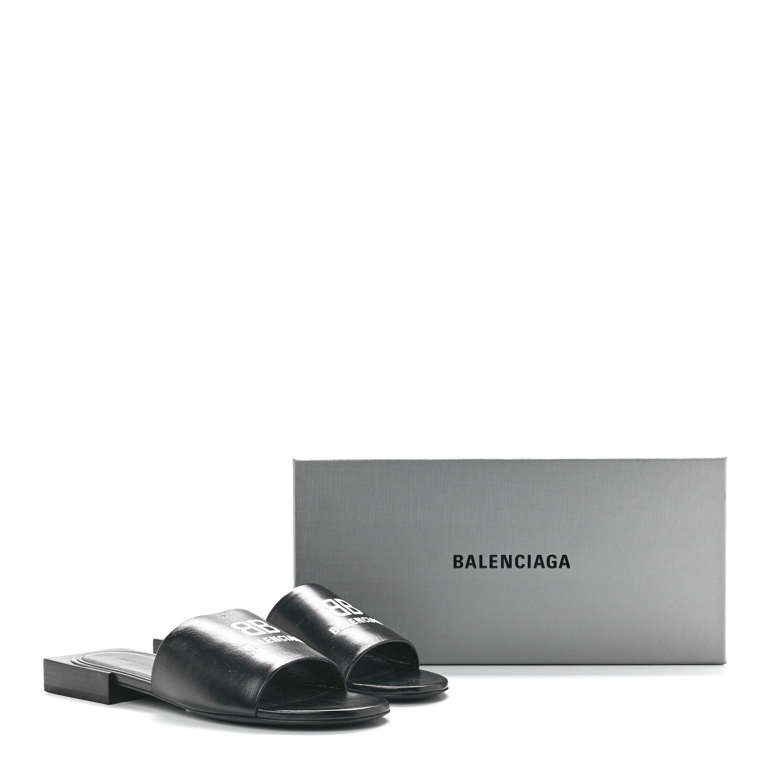 Balenciaga Nappa Soft Box Flat Sandals 36.5 Black White 9 of 9