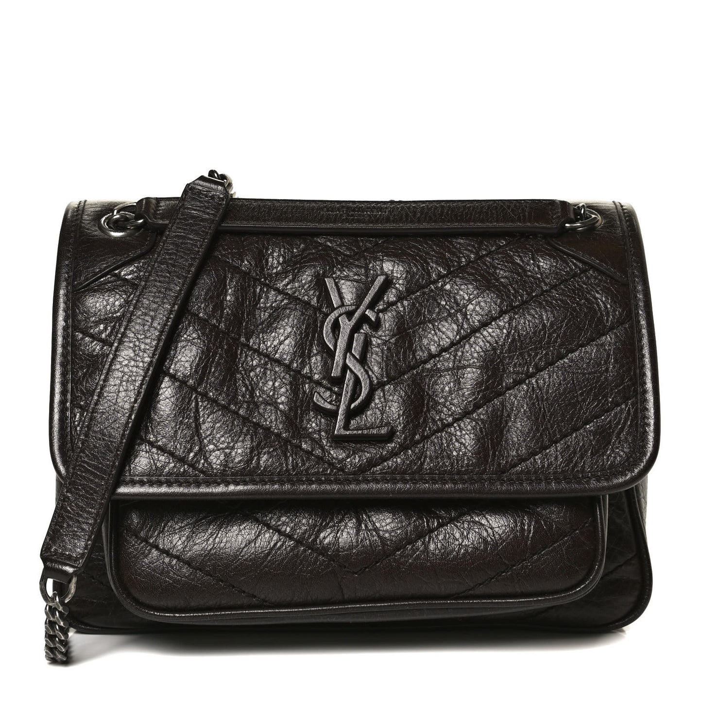 Crinkled Calfskin Matelasse Monogram Baby Niki Chain Satchel Tulip