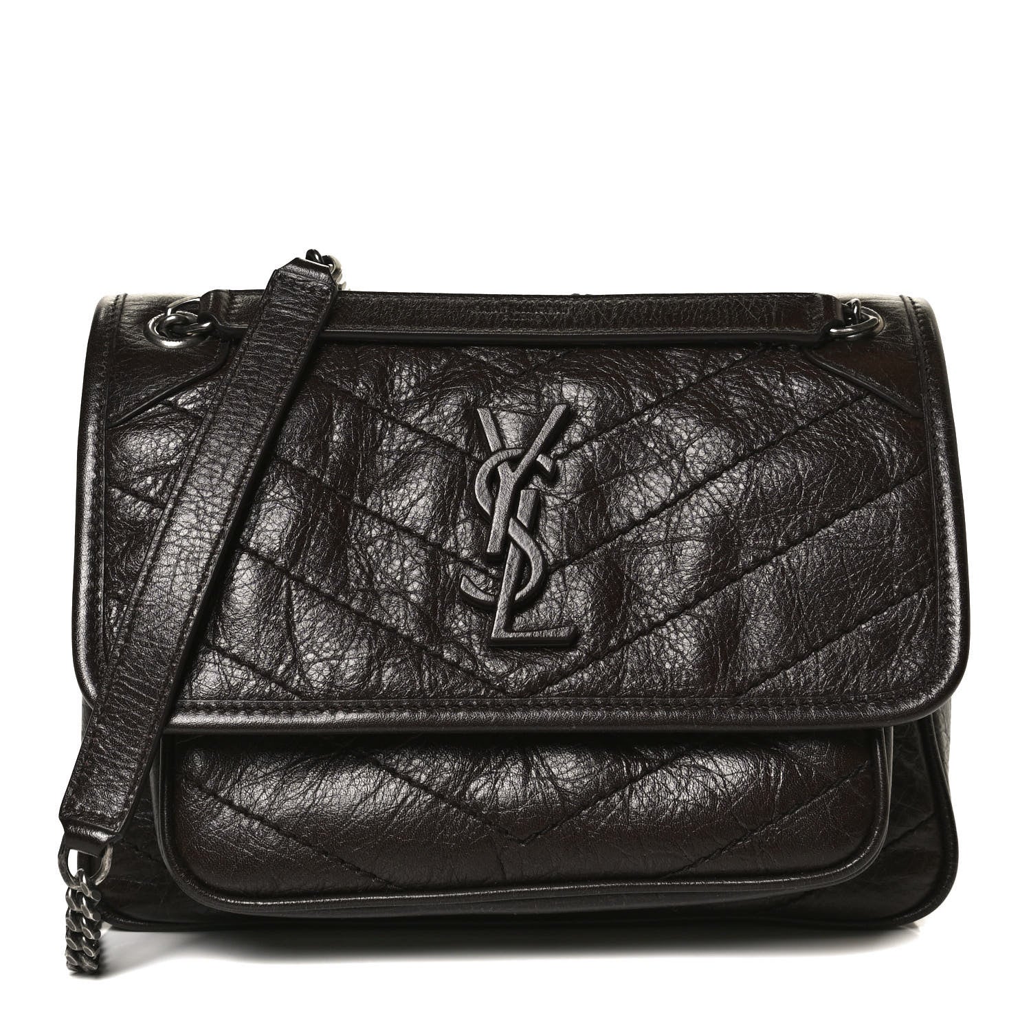 Saint Laurent Crinkled Calfskin Matelasse Monogram Baby Niki Chain Satchel Tulip 2 of 11