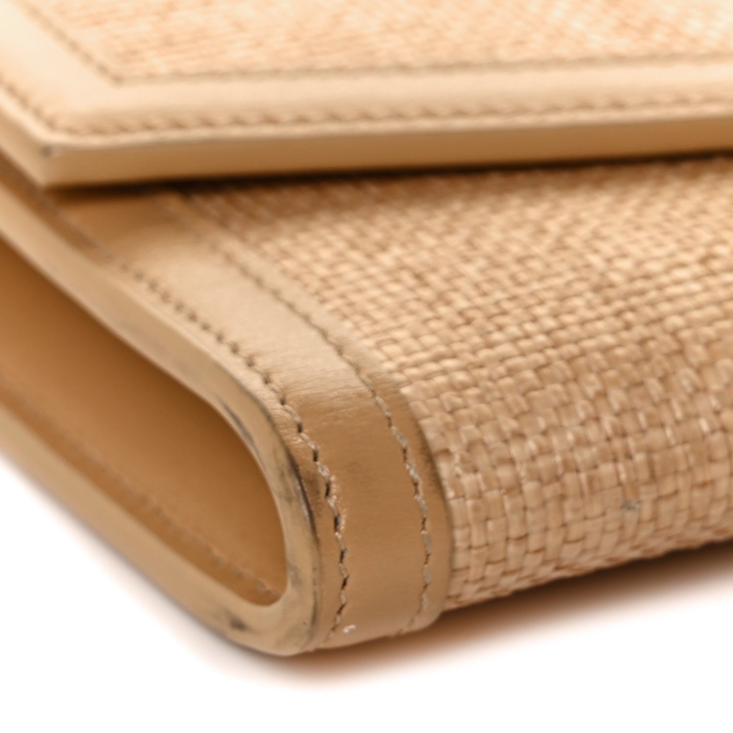 Saint Laurent Micro Raffia Monogram Uptown Chain Wallet Natural Hay Blush 12 of 16