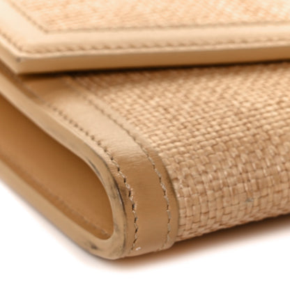 Saint Laurent Micro Raffia Monogram Uptown Chain Wallet Natural Hay Blush 12 of 16