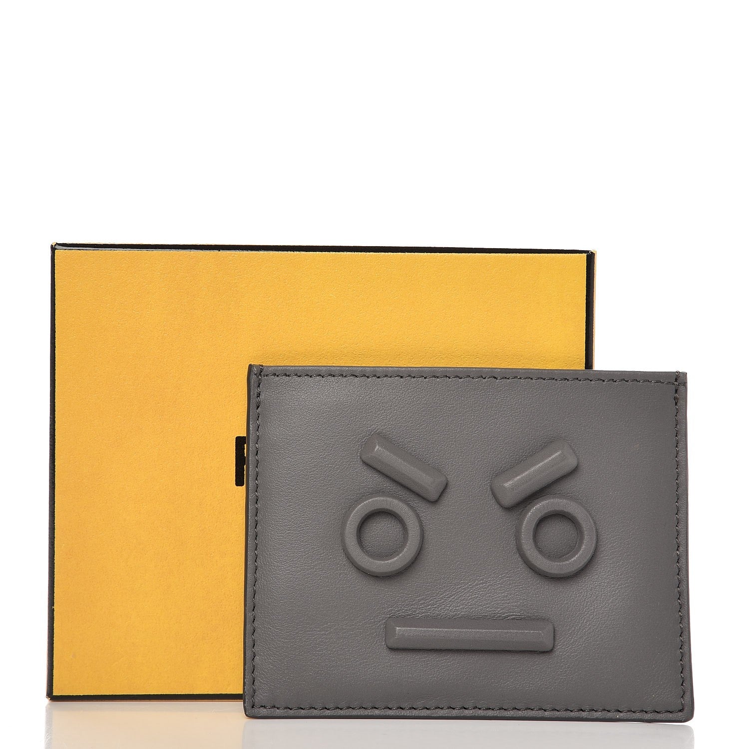 Fendi Vitello Century Face No Words Monochrome Card Holder Acciaio 7 of 7