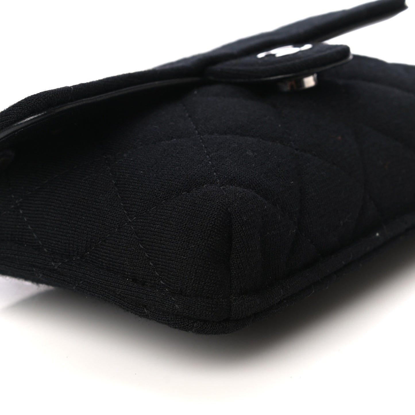 Jersey Fabric Quilted Foldable Tote With Chain Black Multicolor