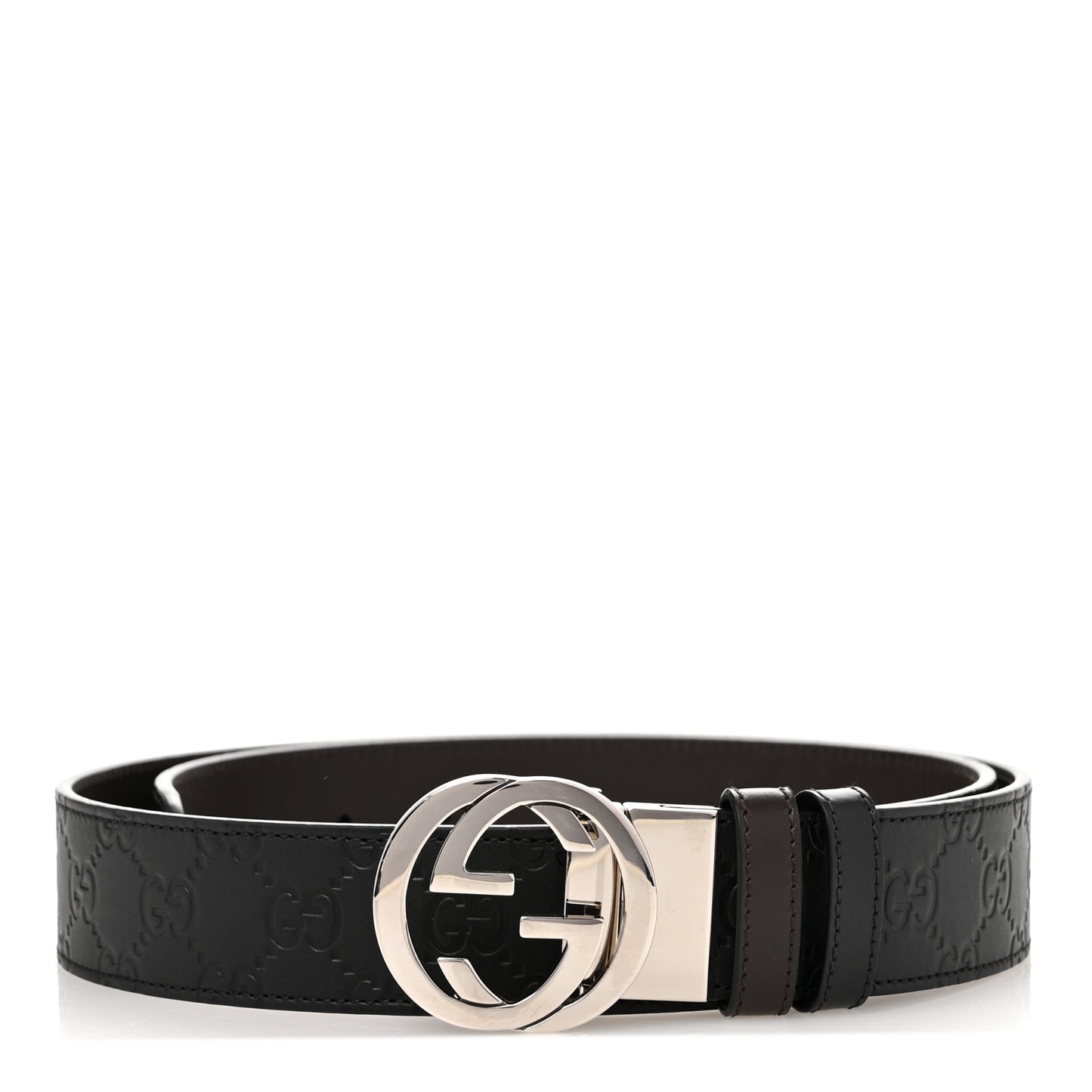 Guccissima Signature Interlocking G Reversible 37mm Belt 95 38 Black Cocoa