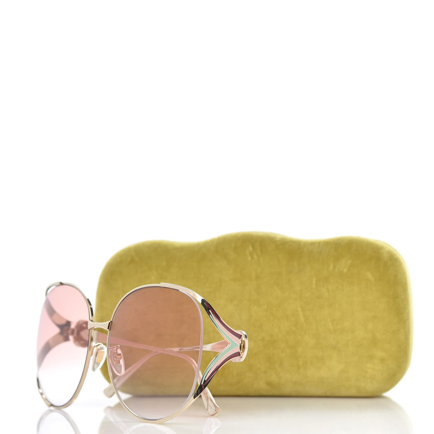 Gucci Metal Oversized Round Frame GG0225S Sunglasses Gold 9 of 9