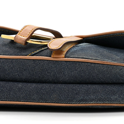 Christian Dior Denim Calfskin Saddle Bag Blue 8 of 16