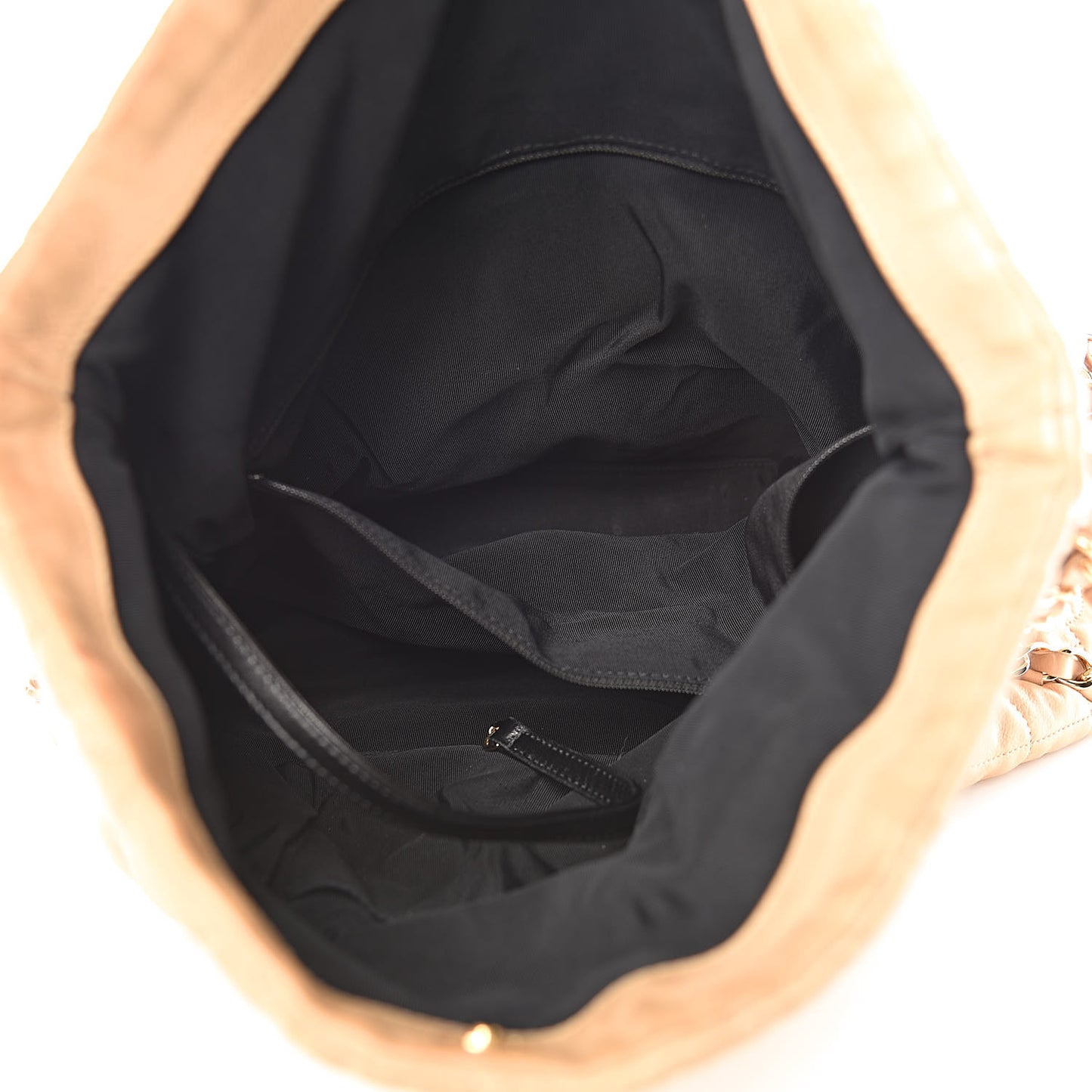 Calfskin Quilted Large Chain Me Hobo Beige