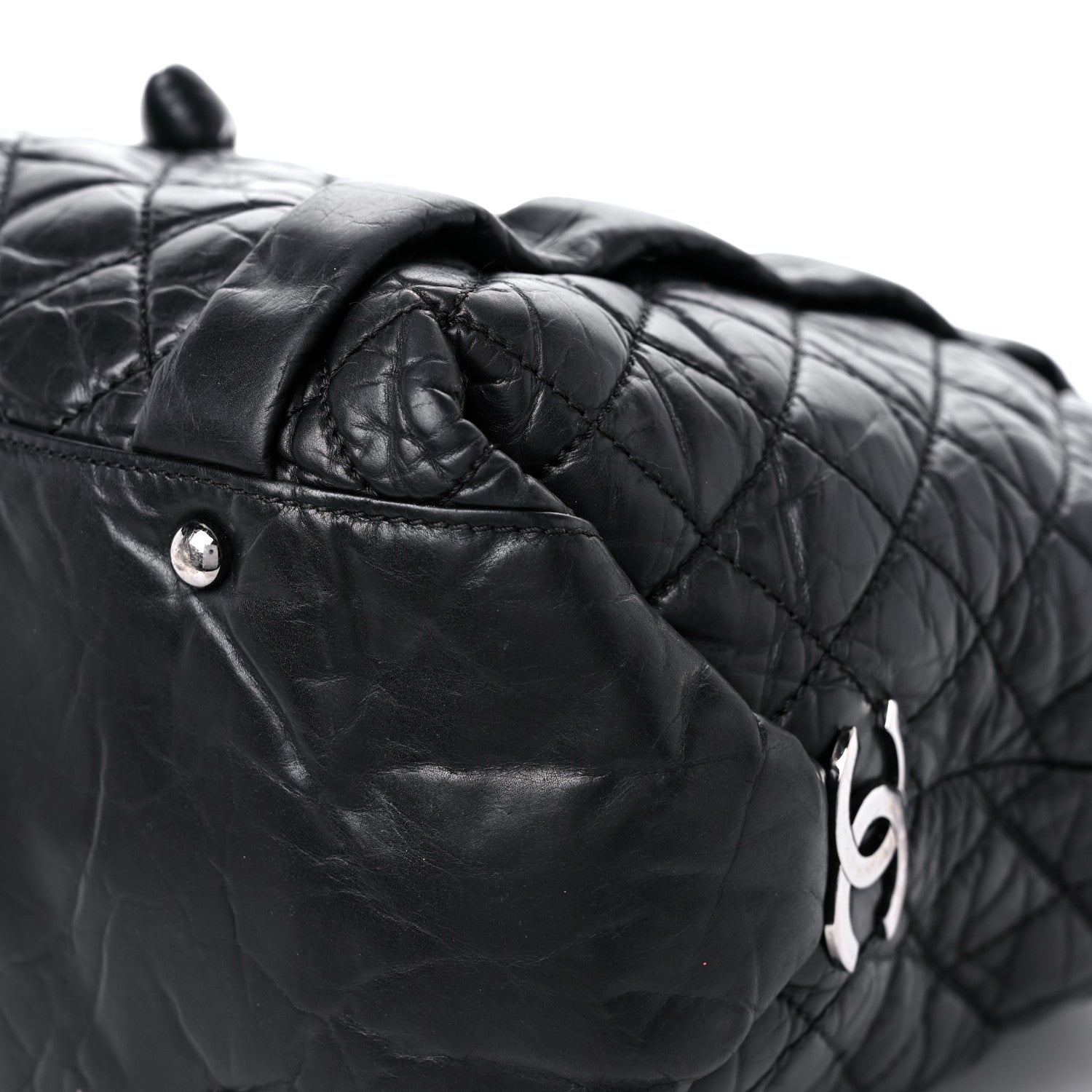 Chanel Distressed Lambskin Vintage Ligne Lady Braid Tote Black 9 of 16