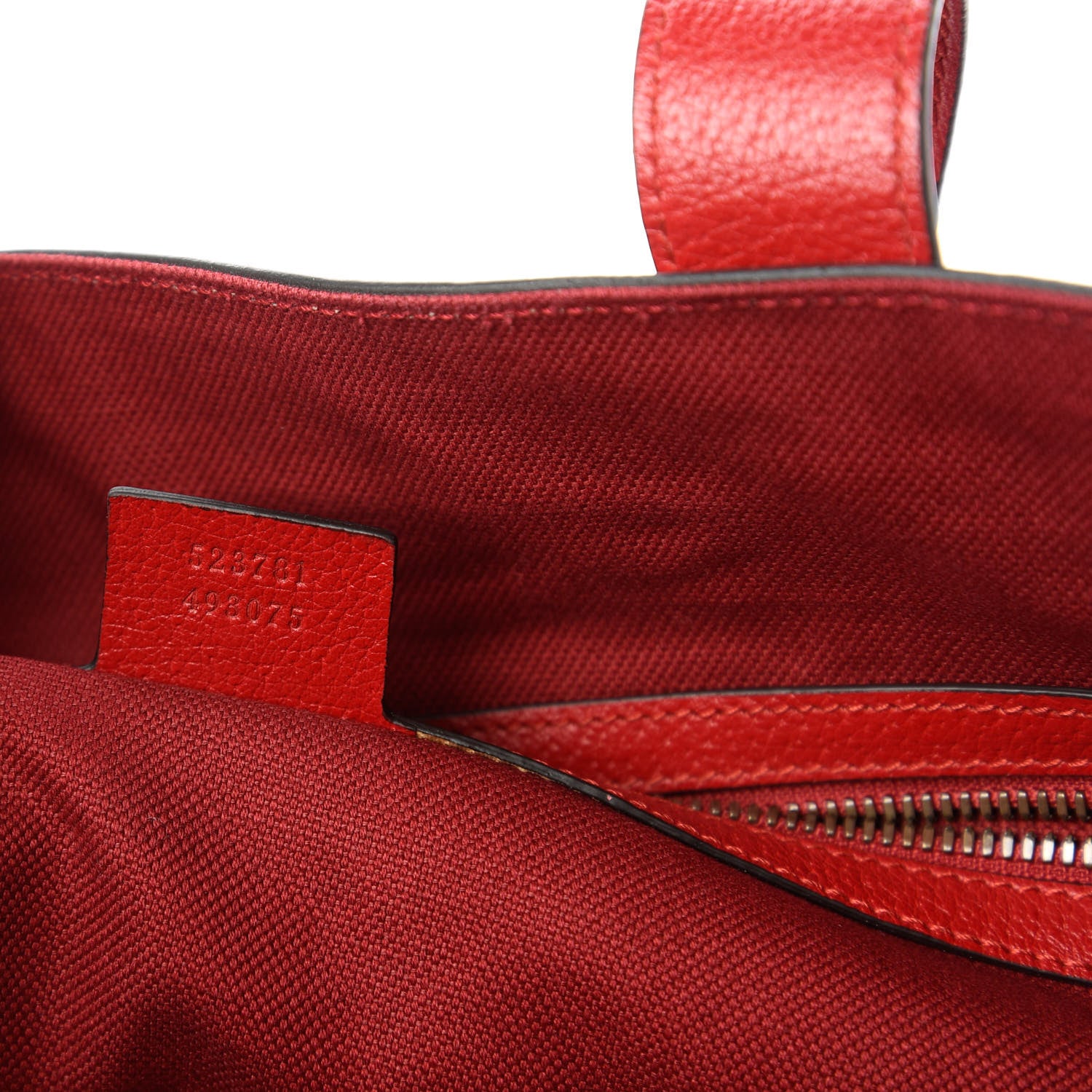 Gucci Canvas Calfskin Sylvie Stripe Logo Mens Tote Red White Blue 9 of 10