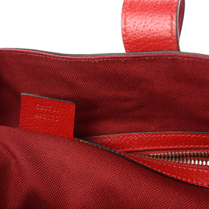 Gucci Canvas Calfskin Sylvie Stripe Logo Mens Tote Red White Blue 9 of 10