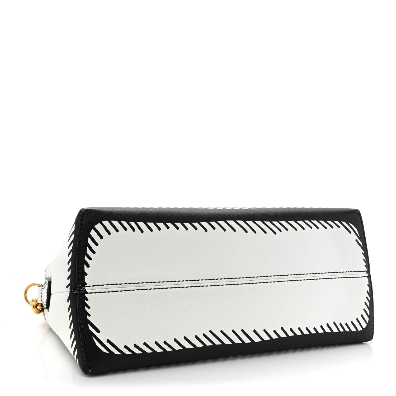 Fendi X JOSHUA VIDES Vitello Century Logo Medium By The Way Boston Bag White Black 4 of 17