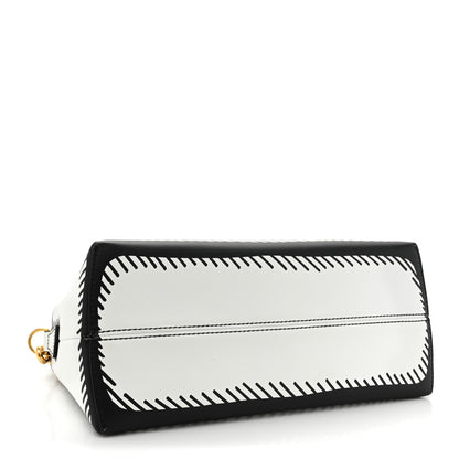 Fendi X JOSHUA VIDES Vitello Century Logo Medium By The Way Boston Bag White Black 4 of 17