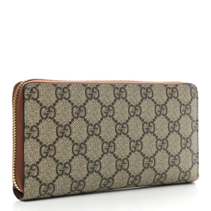 Gucci GG Supreme Monogram Cuoio Toscano Zip Around Wallet Beige Ebony Cuir 3 of 8