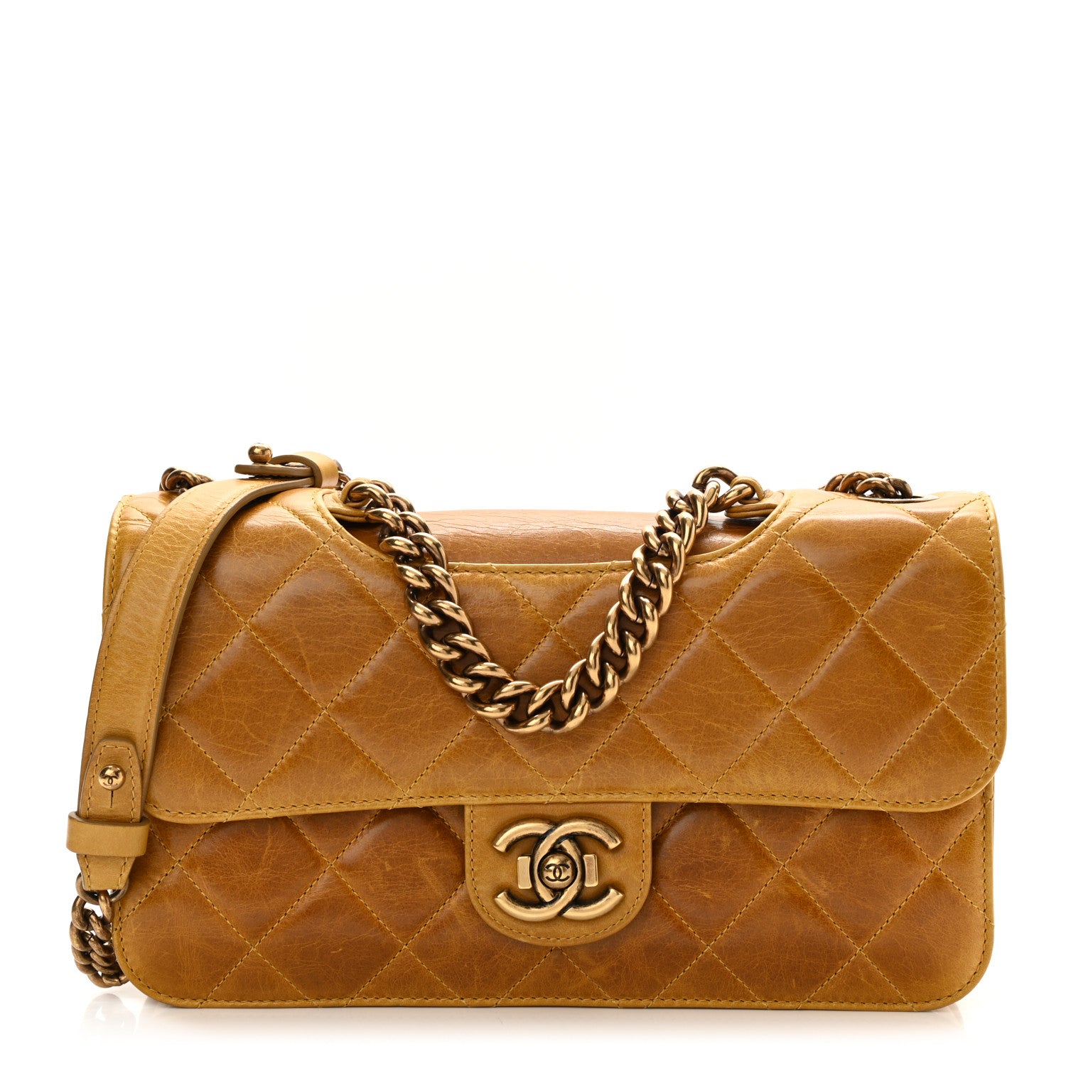 Chanel Glazed Calfskin Quilted Medium Perfect Edge Flap Yellow 1 of 11