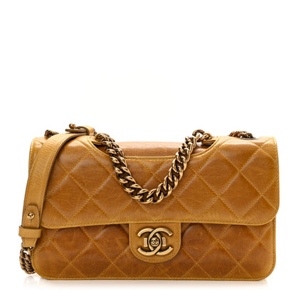 Chanel Glazed Calfskin Quilted Medium Perfect Edge Flap Yellow 1 of 11