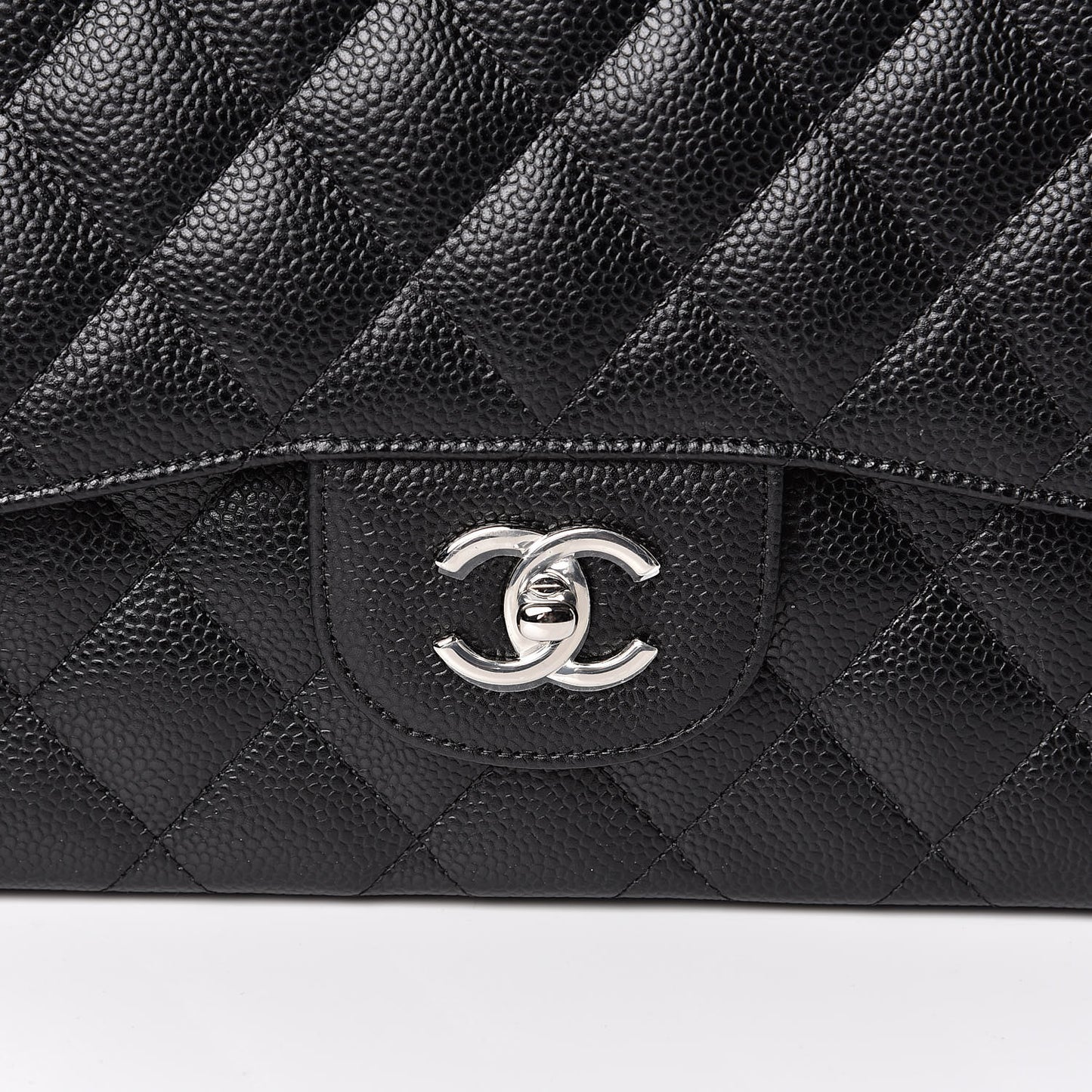 Caviar Quilted Jumbo Double Flap Black