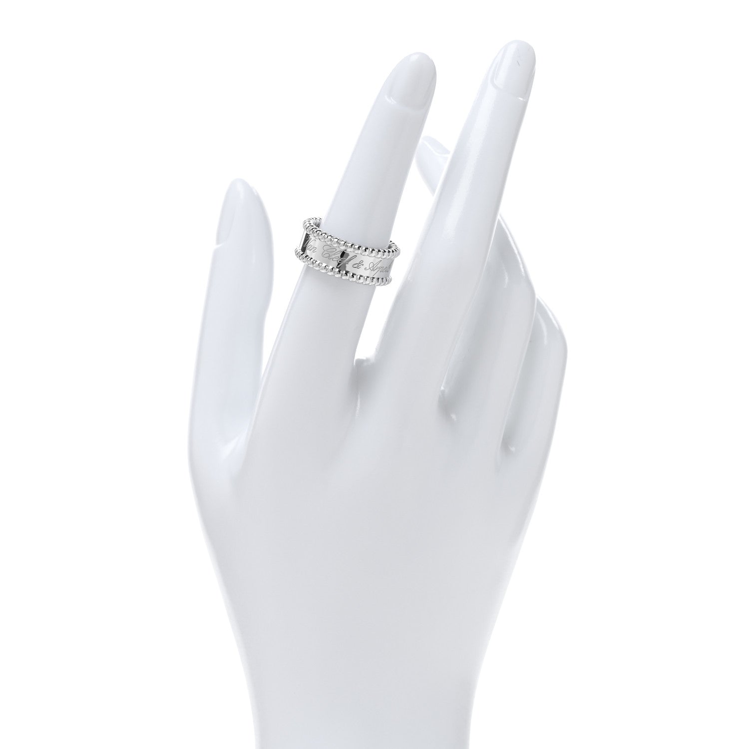 Van Cleef & Arpels 18K White Gold Perlee Signature Ring 53 6.5 2 of 5