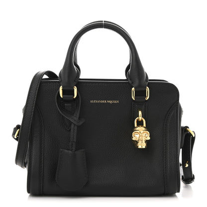 Alexander McQueen Pebbled Calfskin Mini Skull Padlock Zip Around Tote Black 1 of 12