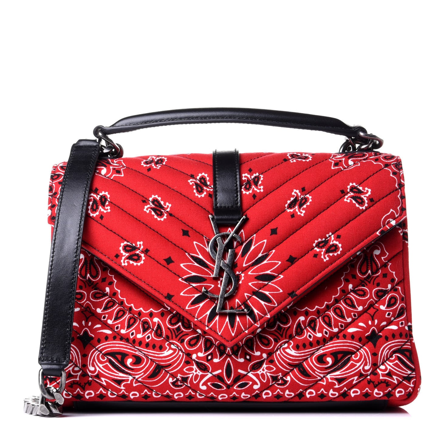 Canvas Bandana Matelasse Chevron Medium College Bag Red