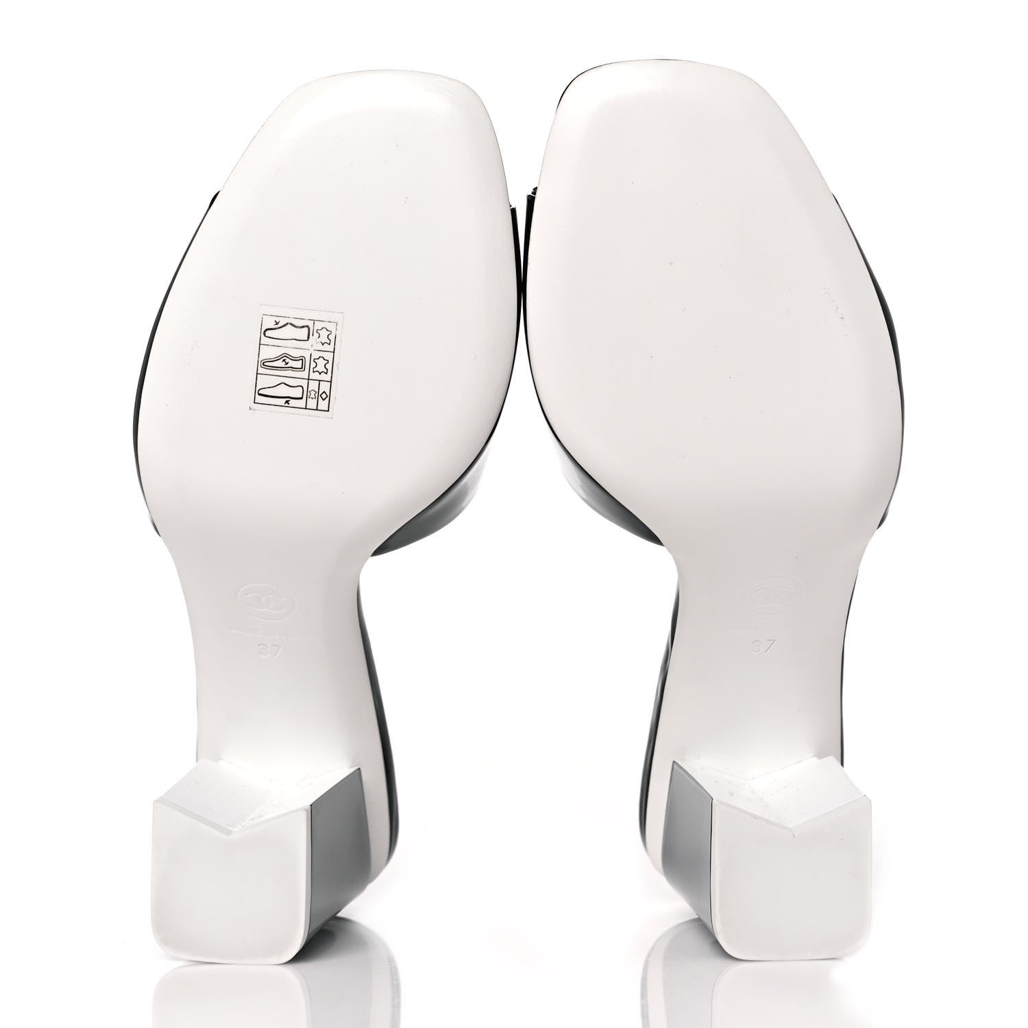 Chanel Patent CC Mules 37 Black White 6 of 9