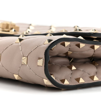 Valentino Garavani Lambskin Rockstud Spike Wallet on Chain Poudre 8 of 10