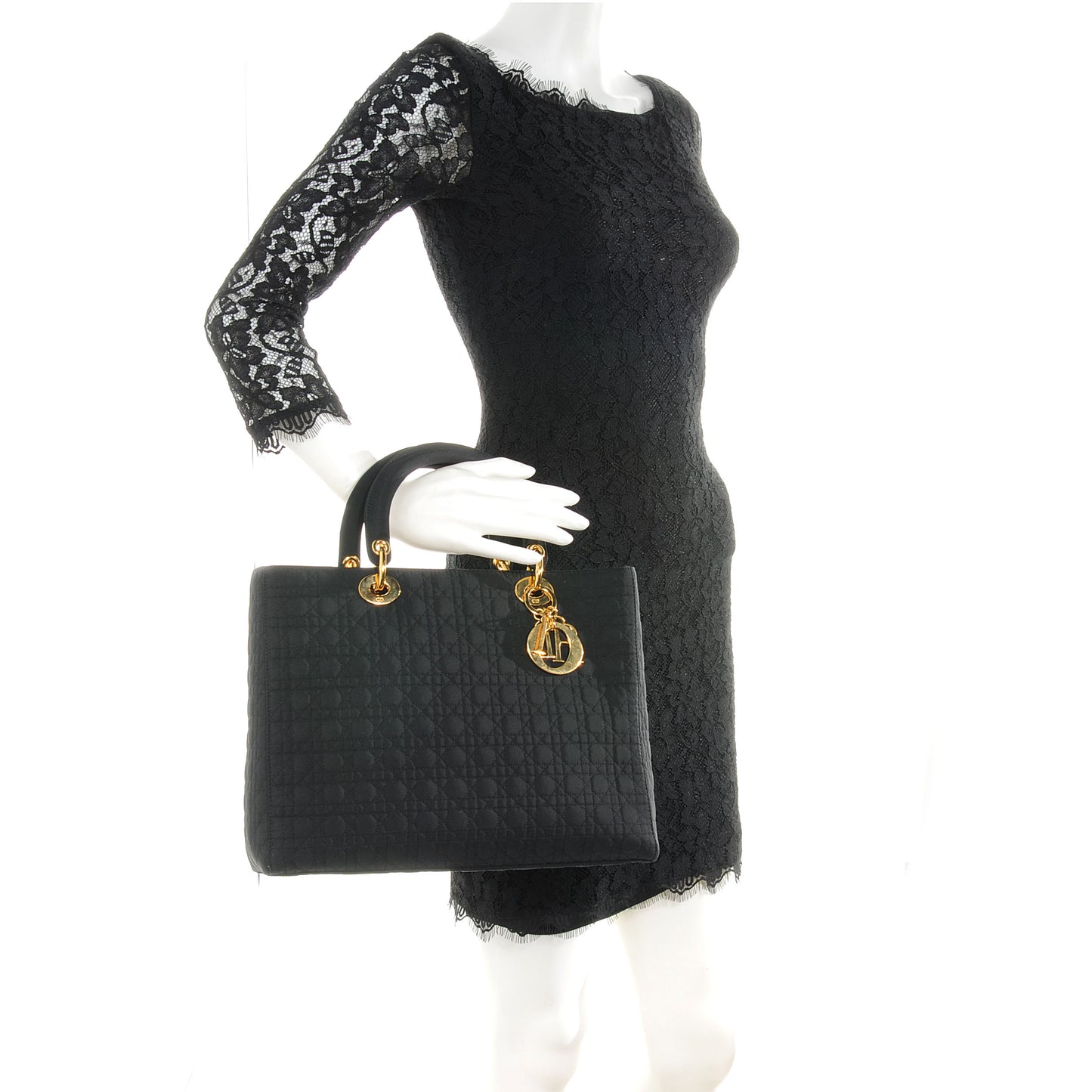 Nylon Cannage Large Lady Dior Black