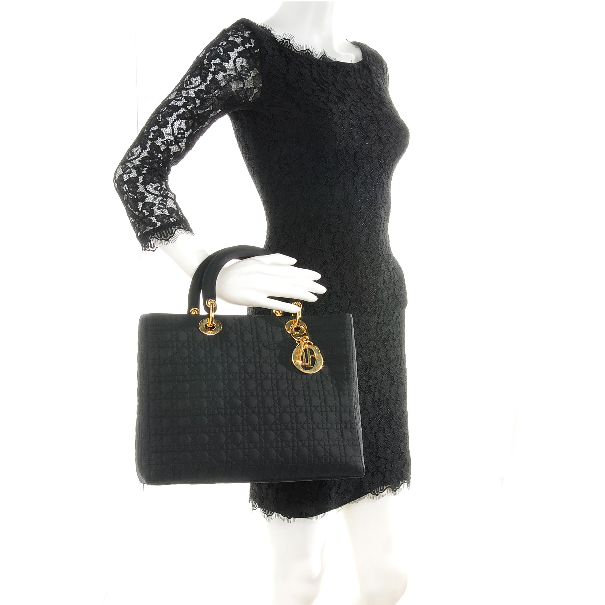 Christian Dior Nylon Cannage Large Lady Dior Black 2 of 7