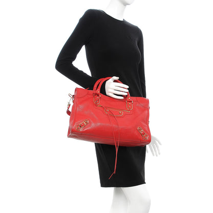 Balenciaga Chevre Gold Metallic Edge Hardware City Rouge Grenade 3 of 10