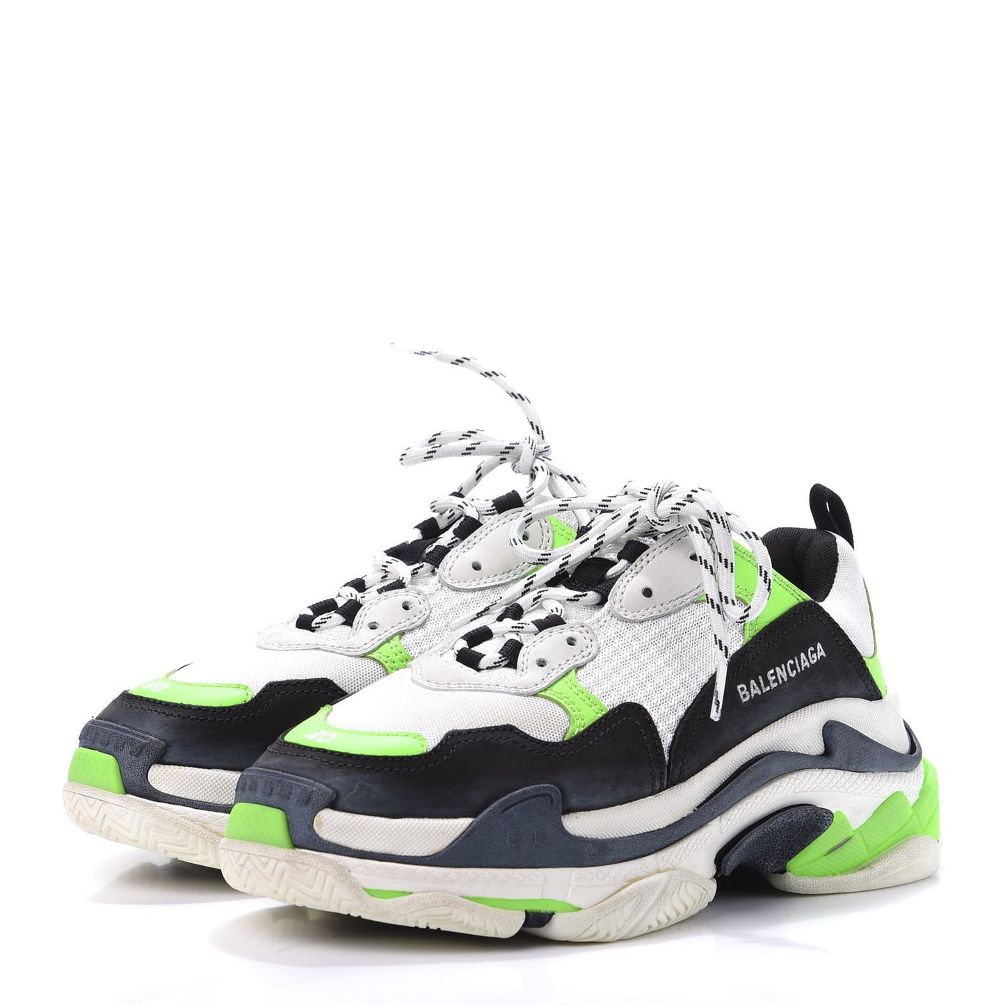 Fabric Mesh Womens Triple S Sneakers 40 White Green Fluo Black