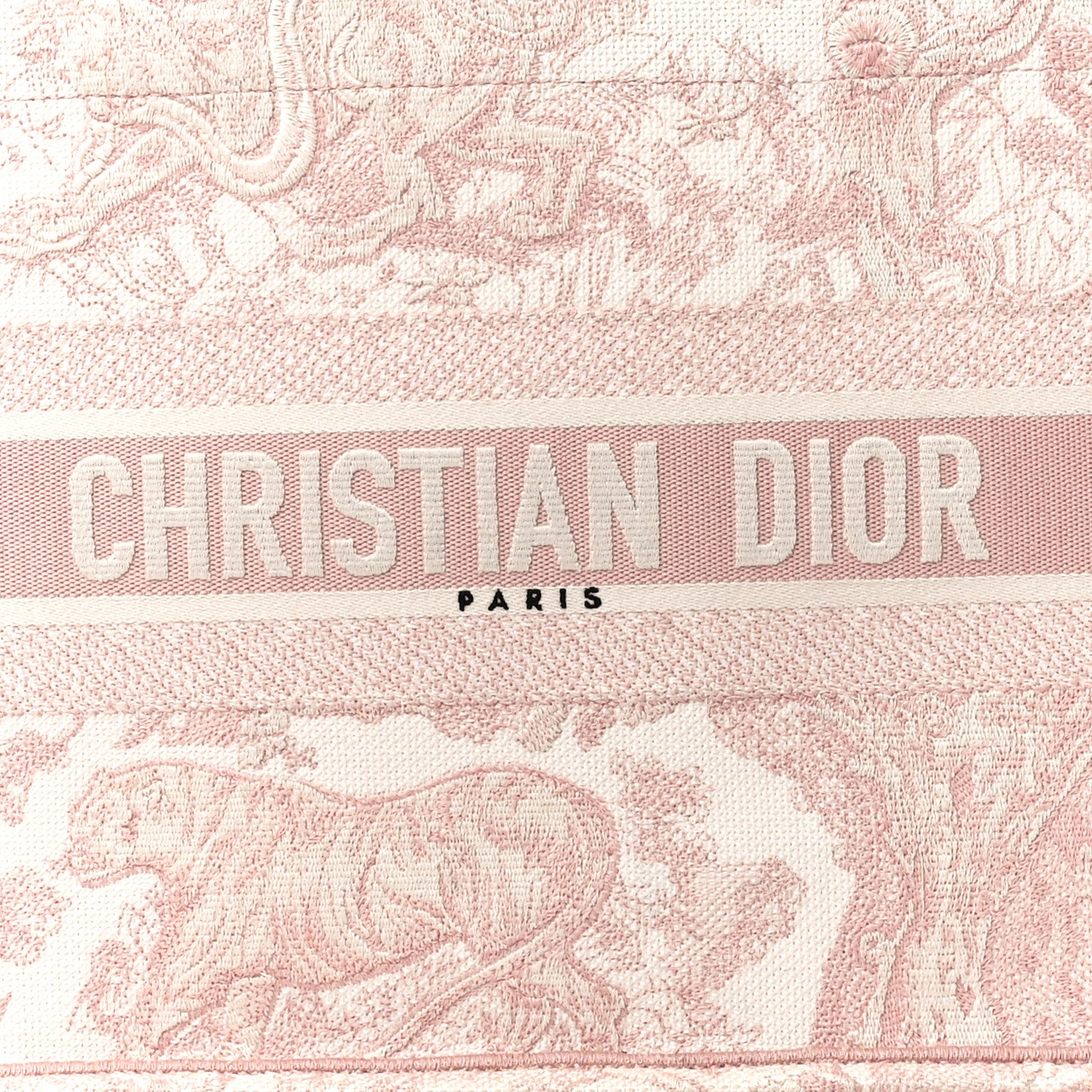 Christian Dior Canvas Embroidered Medium Dioriviera Toile De Jouy Book Tote Rose 8 of 10