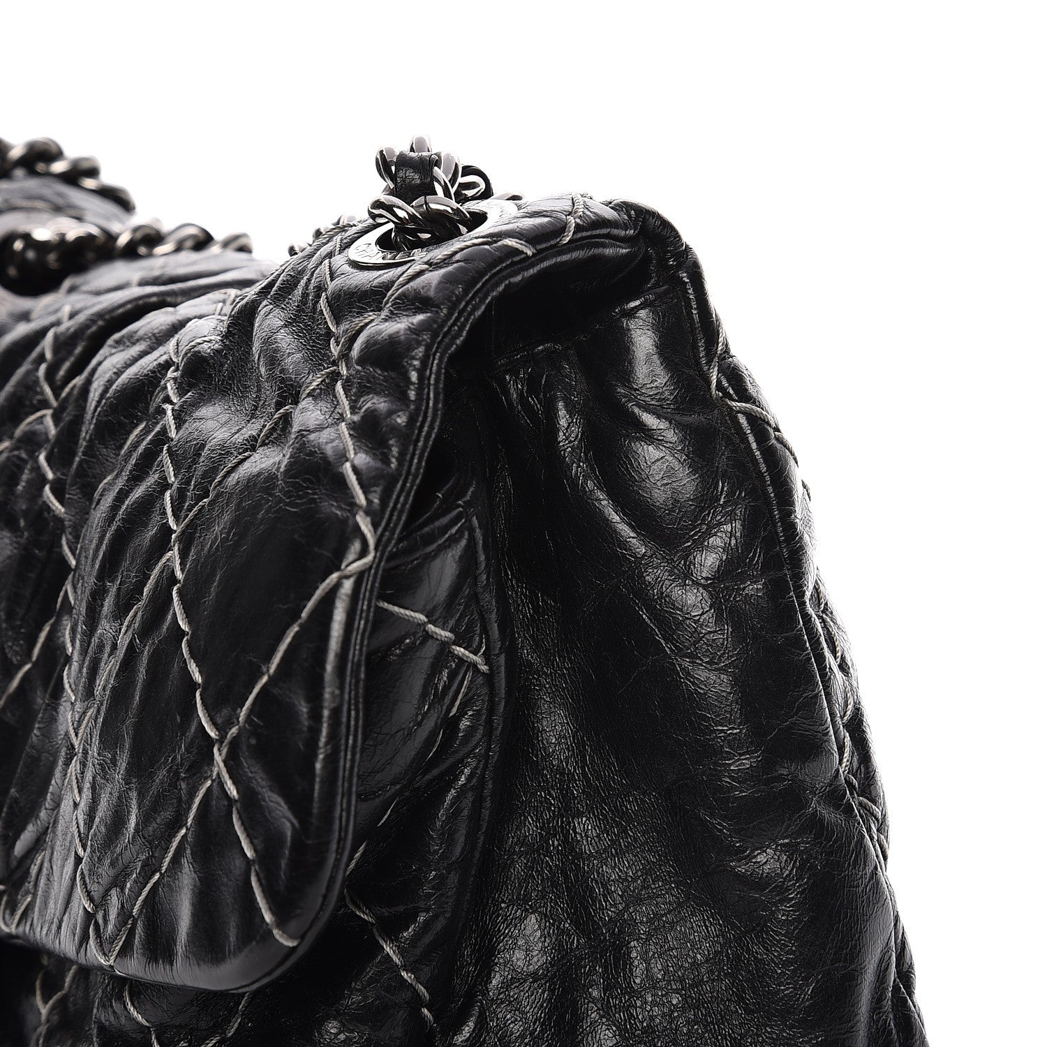 Chanel Glazed Goatskin Double Stitch Flap Black 9 of 10