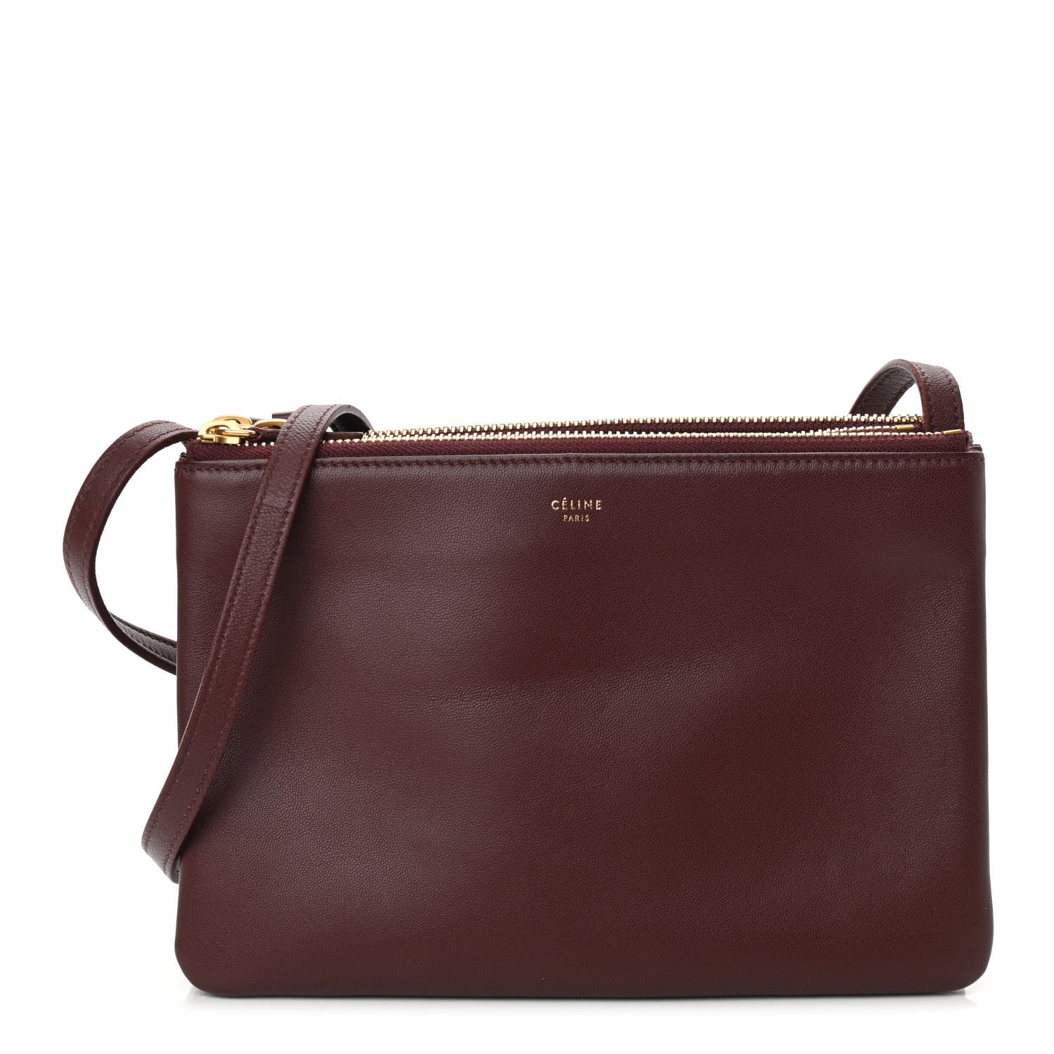 Celine Lambskin Large Trio Crossbody Bag Burgundy 1 of 11