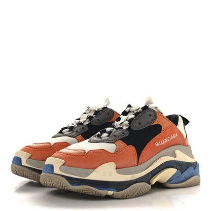 Balenciaga Mesh Nubuck Womens Triple S Sneakers 37 Orange Gris Black 4 of 11