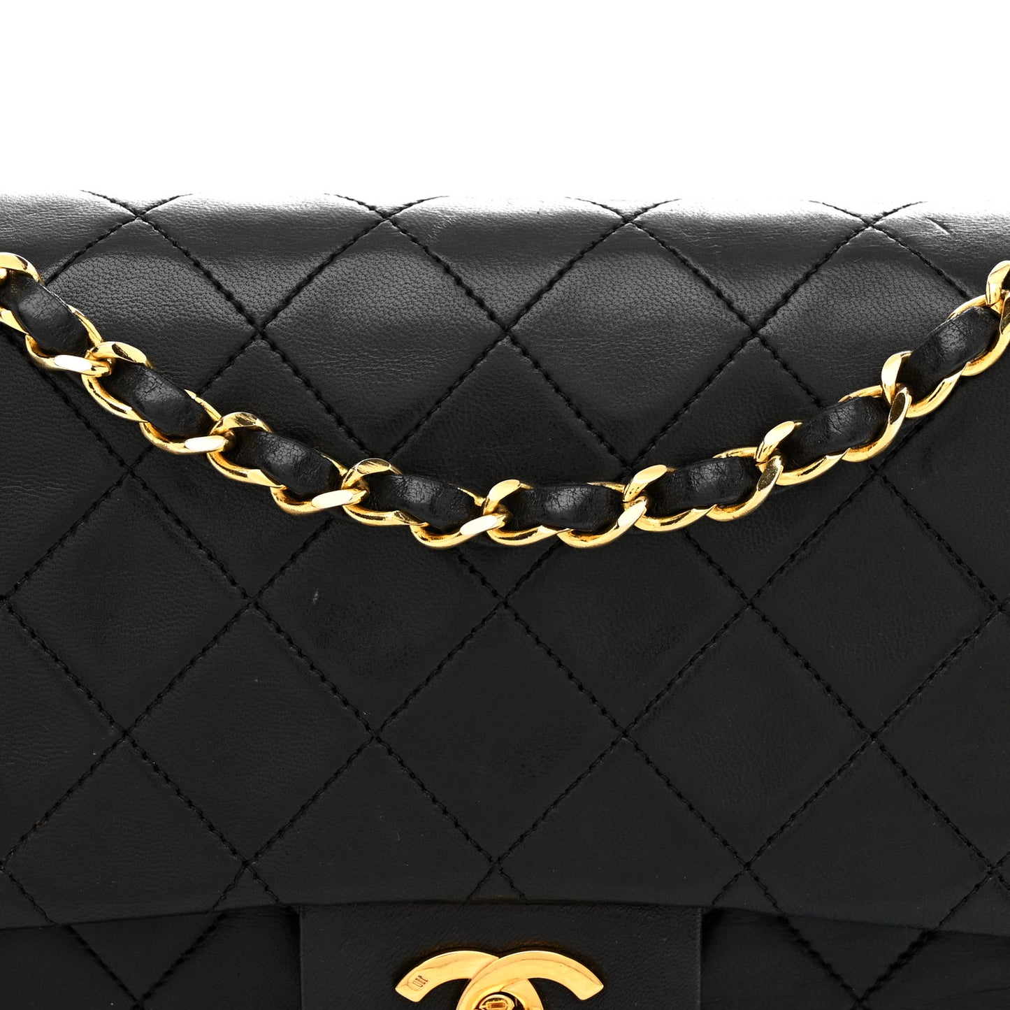 Lambskin Quilted Small Double Flap Black