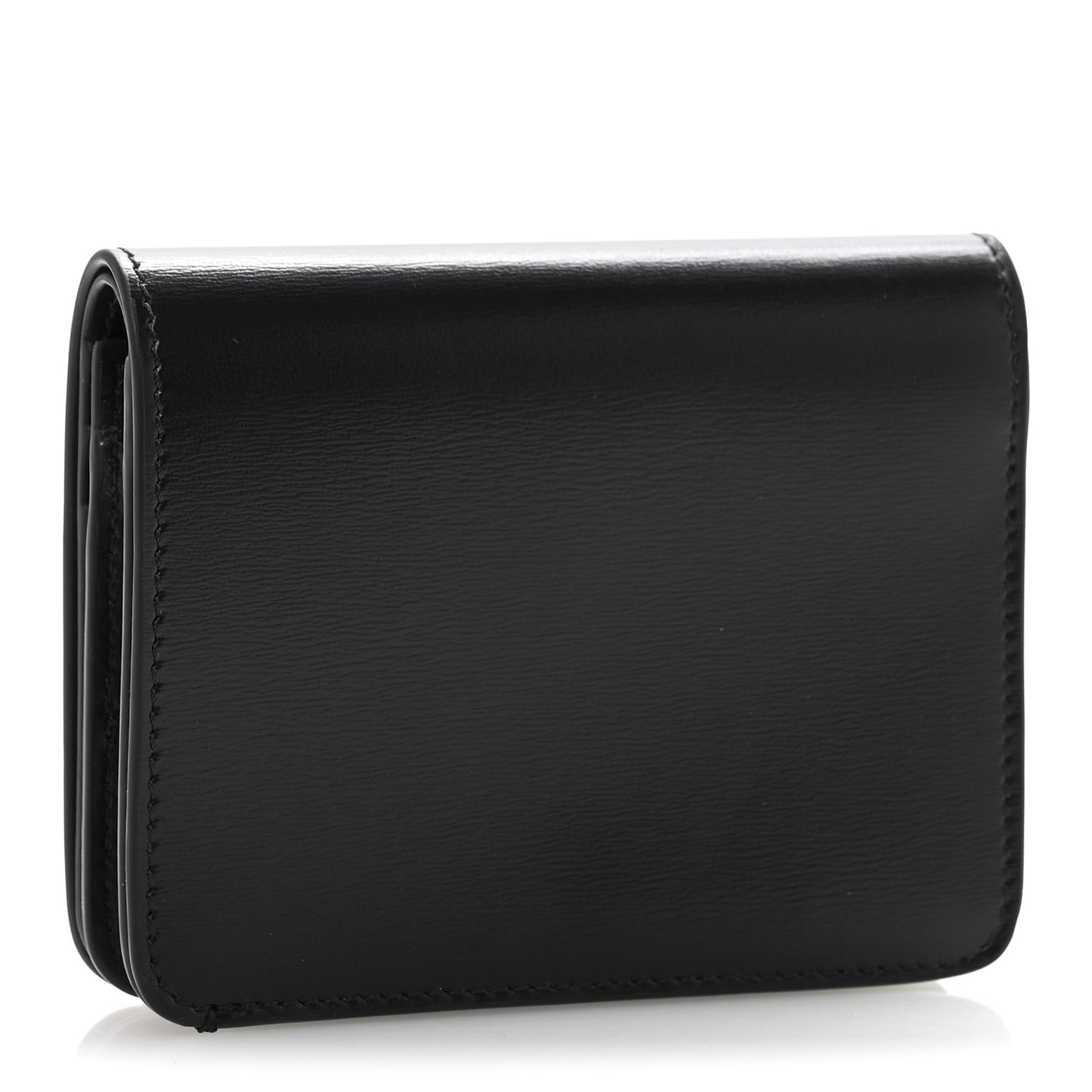 Shiny Calfskin Small Triomphe Wallet Black