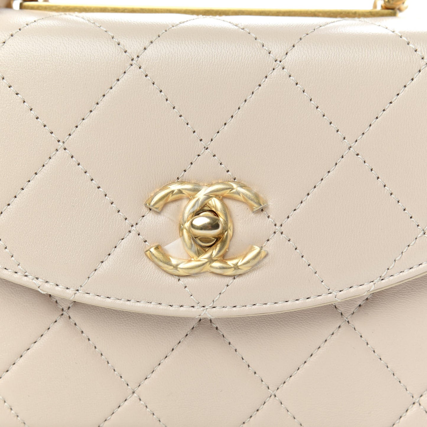 Lambskin Quilted Mini Trendy Spirit Top Handle Flap Beige
