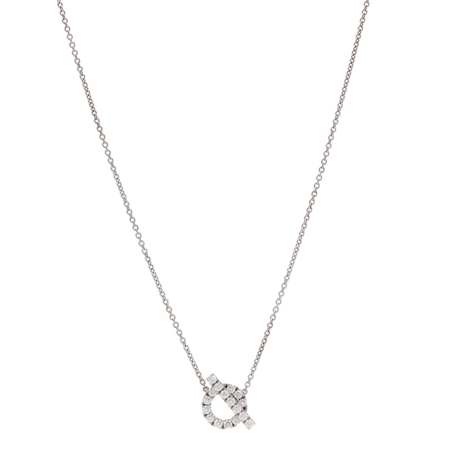 Hermes 18K White Gold Diamond Finesse Pendant Necklace 1 of 5