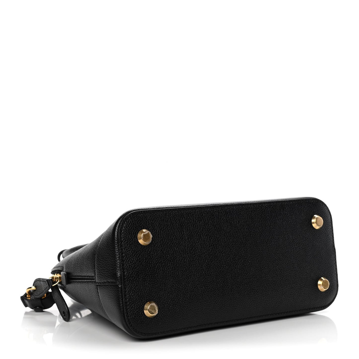 Grained Calfskin Logo S Ville Top Handle Bag Black White