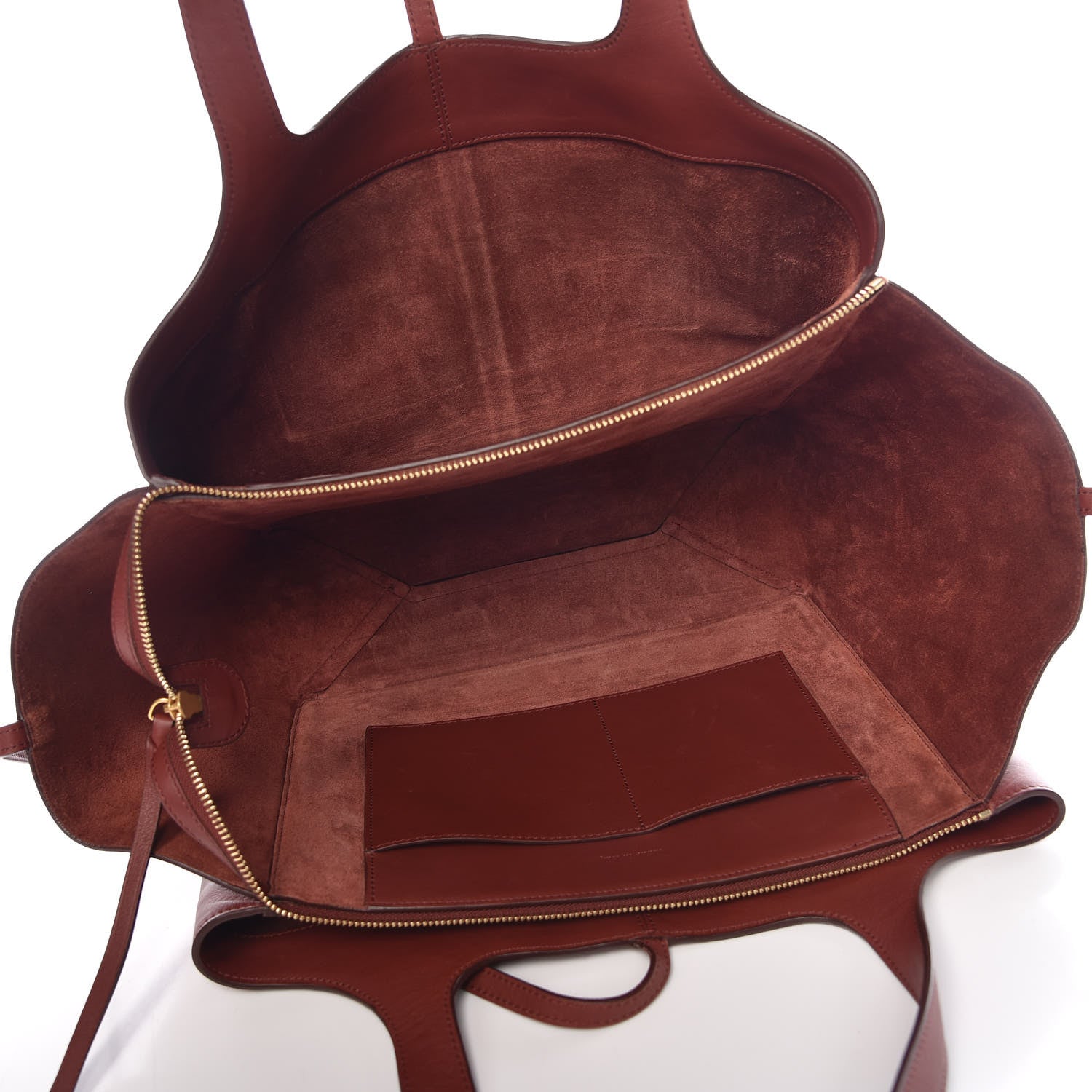 Celine Calfskin Medium Tri-Fold Bag Red Wood 5 of 15