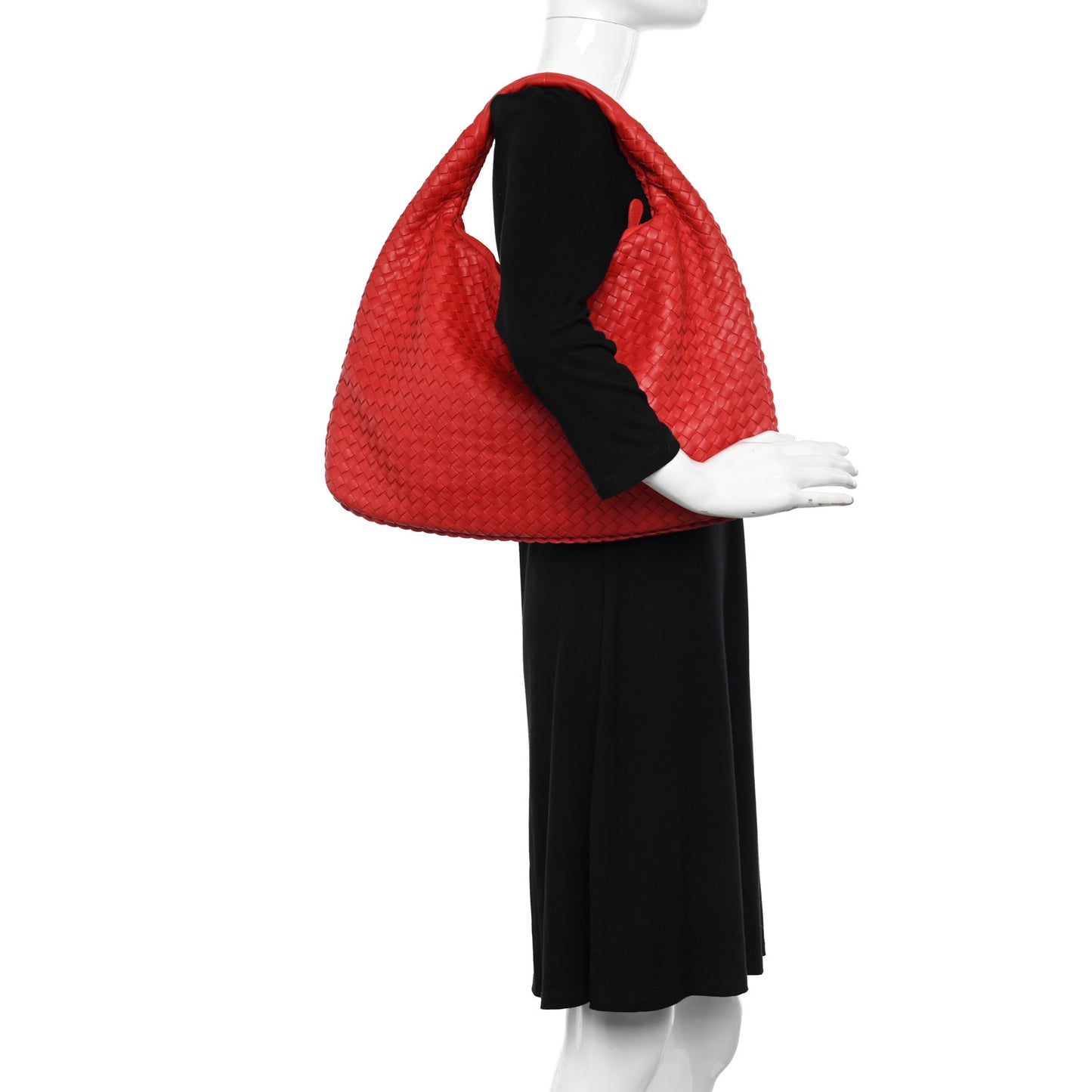 Nappa Intrecciato Large Veneta Hobo Red