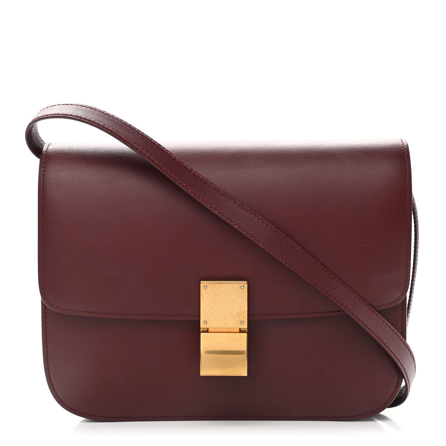 Celine Box Calfskin Medium Classic Box Flap Bag Burgundy 1 of 11