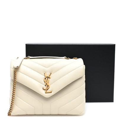 Saint Laurent Calfskin Y Quilted Monogram Small Loulou Chain Satchel Crema Soft 10 of 10
