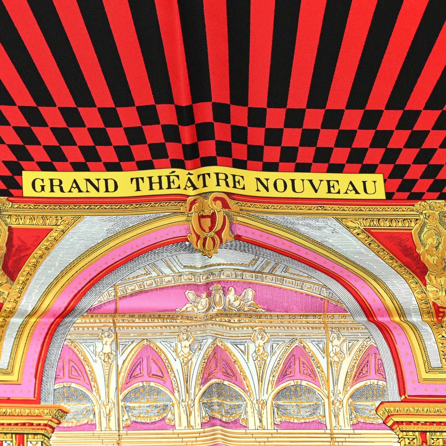 Silk Grand Theatre Nouveau Scarf 90 Rouge Vert Multicolor