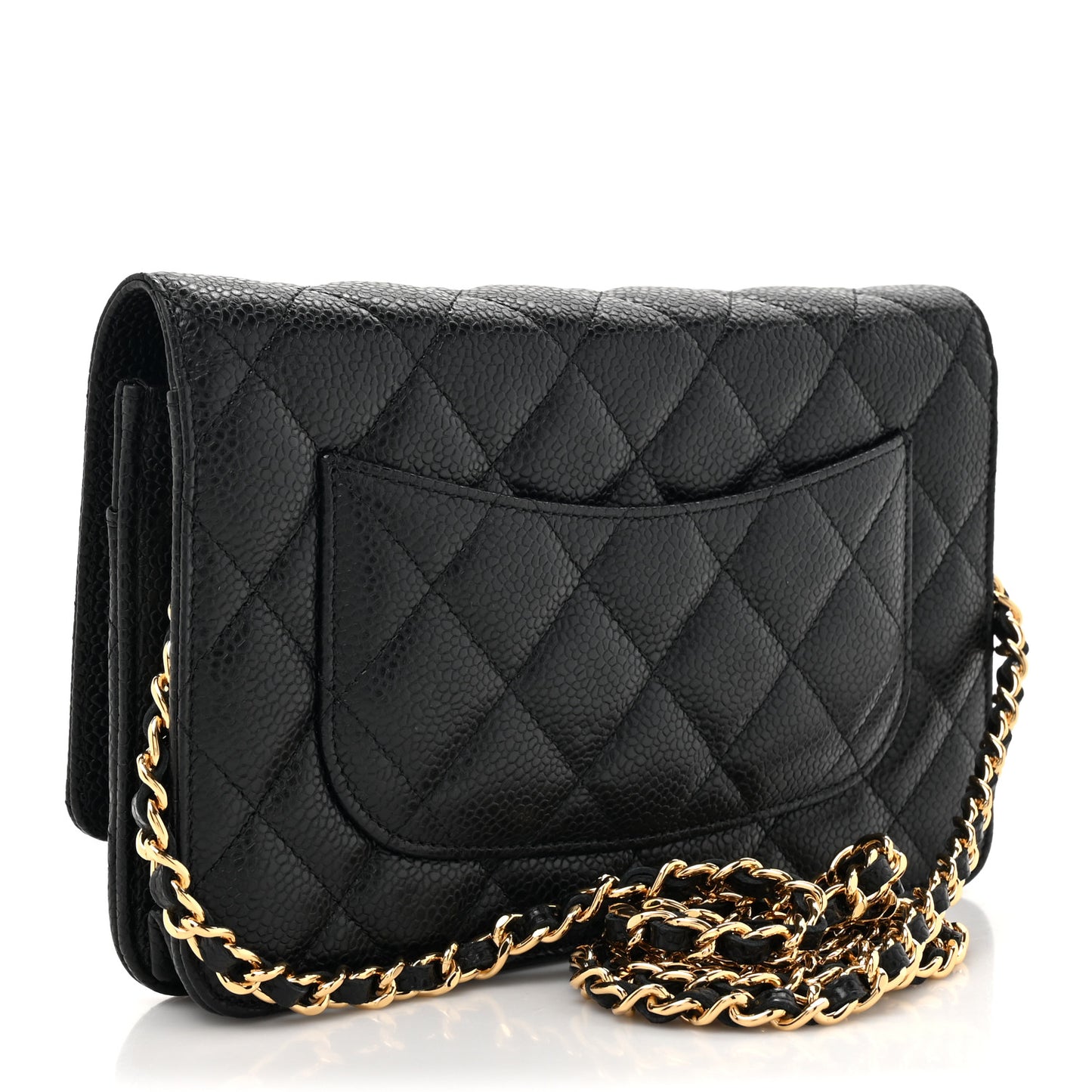 Caviar Quilted Wallet on Chain WOC Black