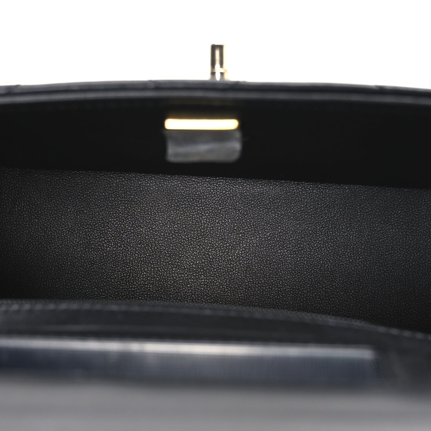 Shiny Calfskin Quilted CC Handle Vanity Flap Bag Black