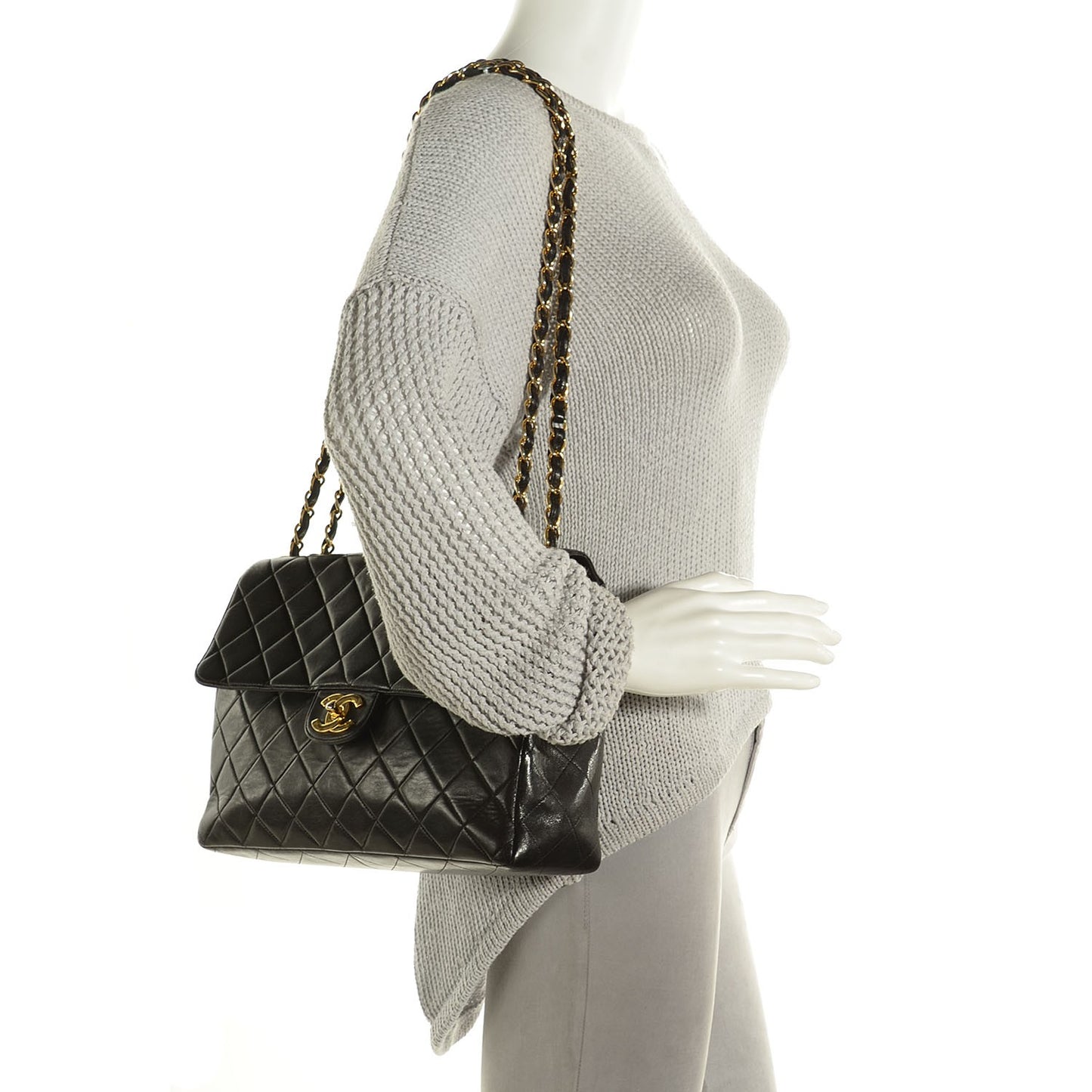 Lambskin Quilted Jumbo Flap Black